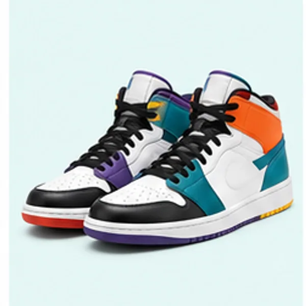 Multicolor high-top basketball sneakers