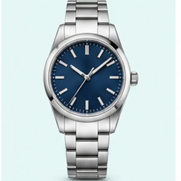 Blue dial steel mechanical watch