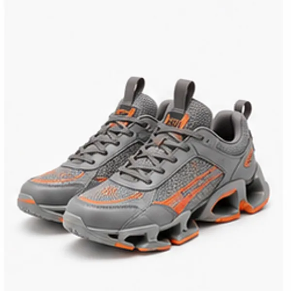 Gray and orange futuristic sneakers